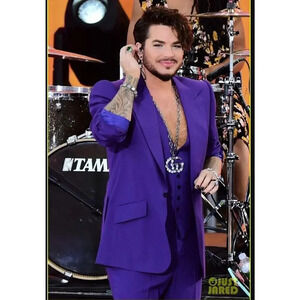 Edward Sexton Bespoke Custom Made for Adam Lambert Purple 3-Piece Suit 42L